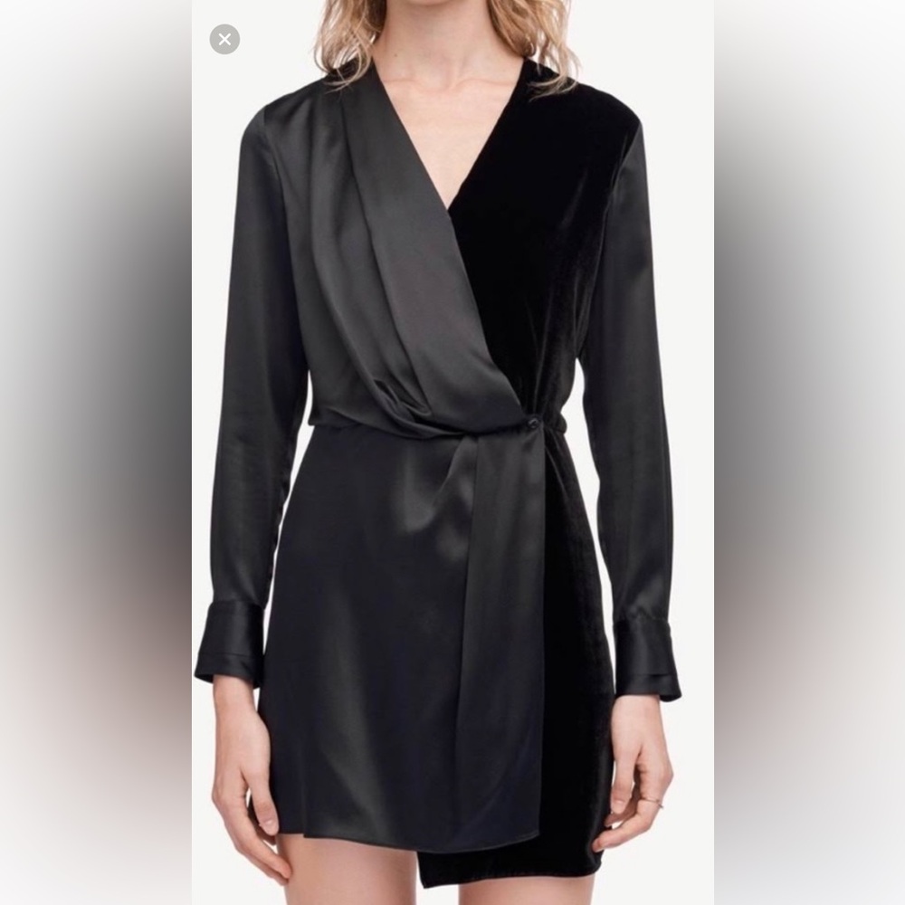 Rag & Bone black velvet slip wrap dress - size L - great condition